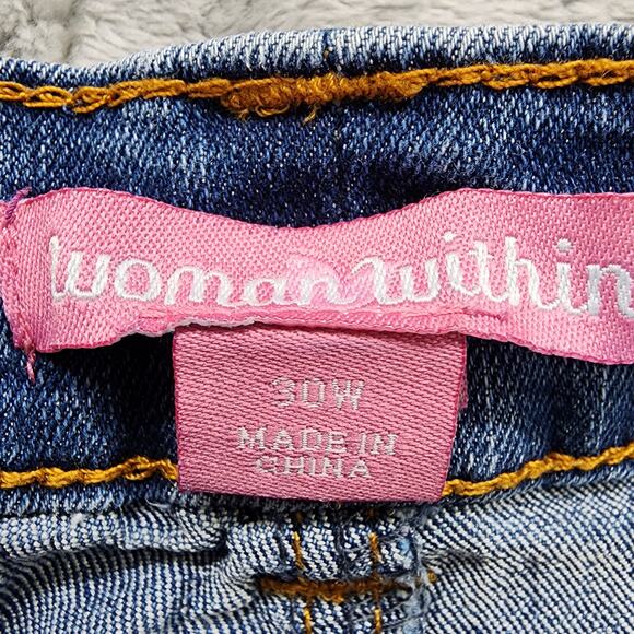 Woman Within Jeans Womans 30W Blue Perfect Relaxed Bootcut Stretch Cotton Denim - Picture 6 of 13